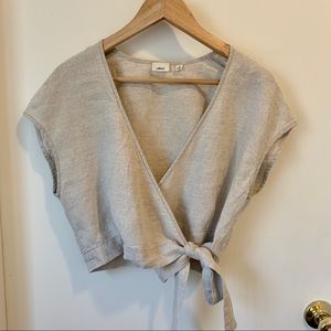 Wilfred 100% linen wrapped sleeveless crop top